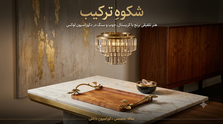 شکوهِ ترکیب؛ هنر تلفیقی برنج با کریستال، چوب و سنگ در دکوراسیون لوکس
